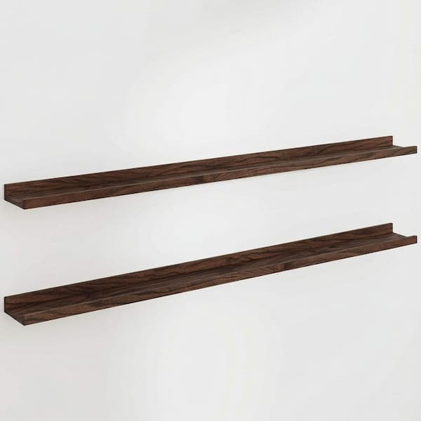 72 in. W x 4.7 in. D Walnut Floating Picture Ledge Shelves Decorative Wall Shelf for Bedroom, Living Room