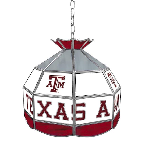 Trademark Texas A&M University 16 in. Gold Hanging Tiffany Style Billiard Lamp