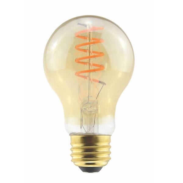 HALCO LIGHTING TECHNOLOGIES 40-Watt Equivalent 6-Watt A19 Dimmable LED Amber Curved Filament Antique Vintage Light Bulb 2000K 85078