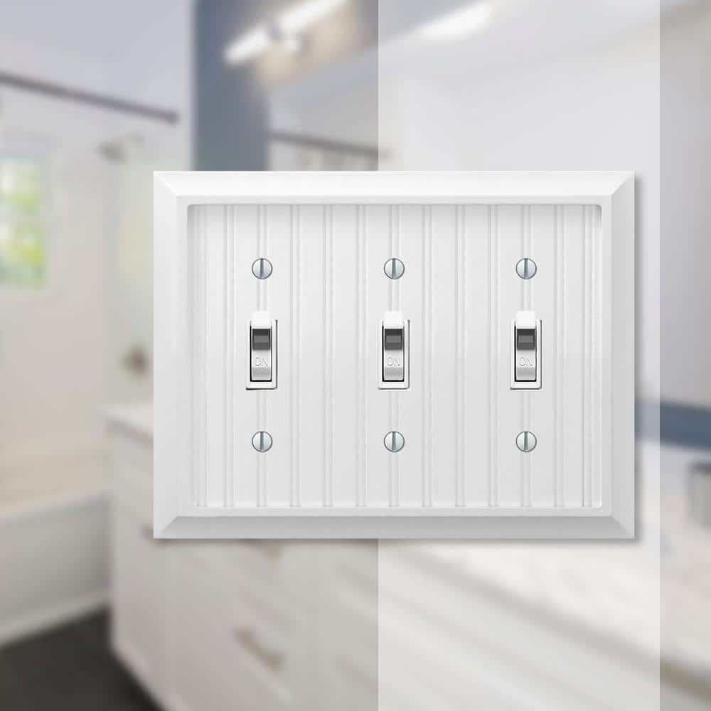 White Composite 3 Toggle Cottage Wall Plate