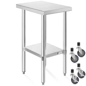 24 in. x 12 in. Stainless Steel Kitchen Prep Table with Bottom Shelf and Casters