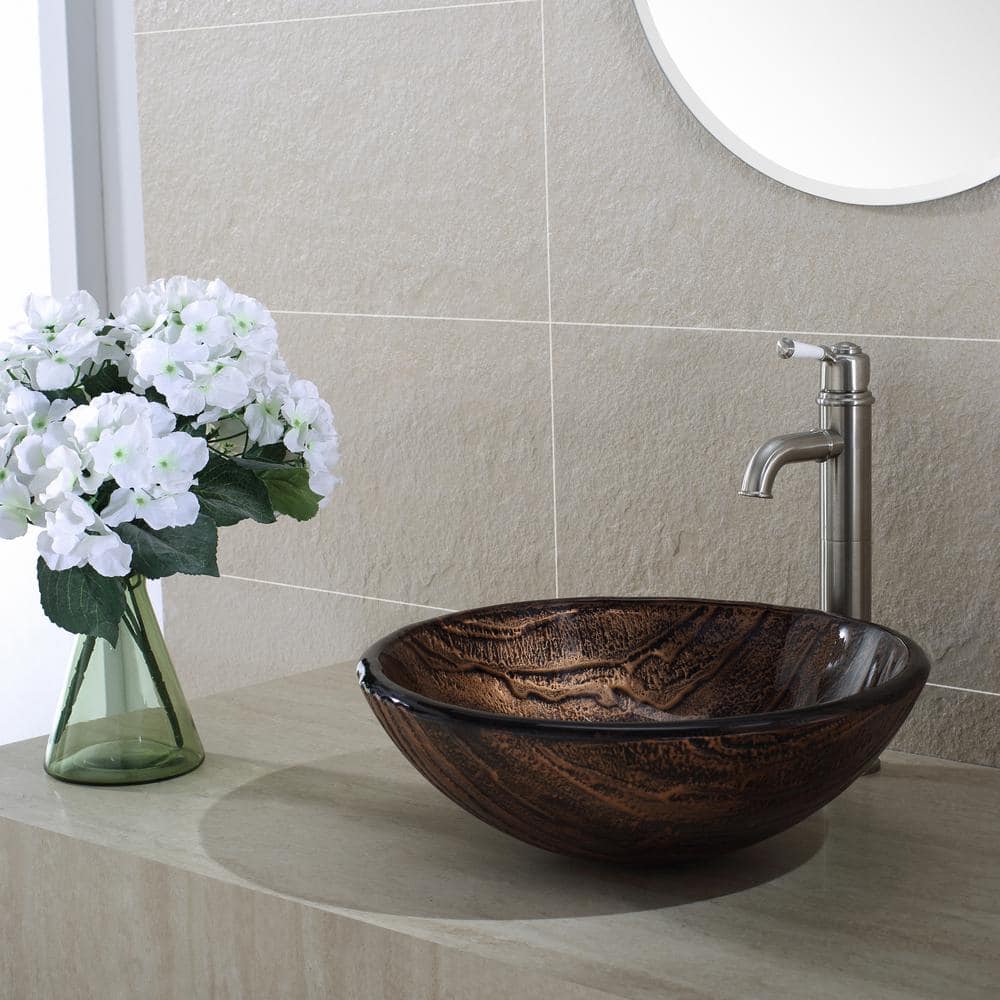Gaia Copper-Brown Glass Circular Vessel Sink
