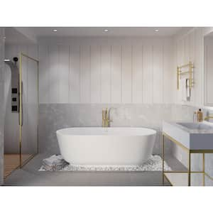 Sabbia 71 in. L x 32 in. W Man-Made Stone Center Drain Freestanding Soaking Bathtub in Matte White