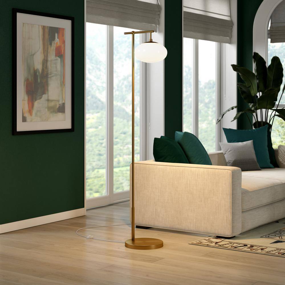 Blume 68" Arc Floor Lamp Brushed Brass with Milk White Glass Shade