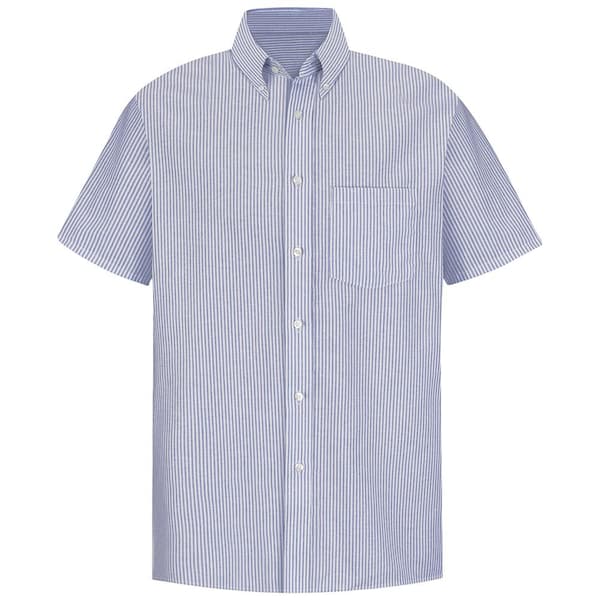 Red Kap Men's Size 17 Blue / White Stripe Executive Oxford Dress Shirt