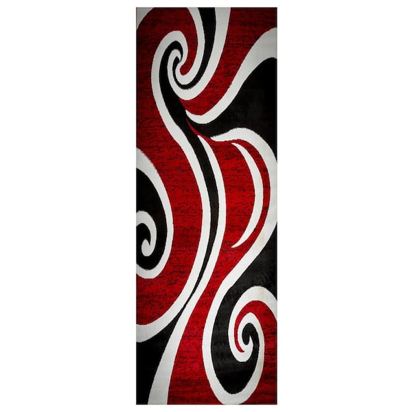 MSRUGS Berinda Red/Black 2 ft. x 7 ft. Polypropylene Runner Rug