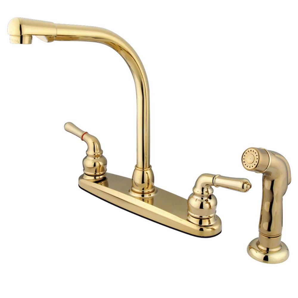 Magellan 2-Handle Deck Mount Centerset Kitchen Faucets with Side Sprayer in Polished Brass price history on PriceWatchPro