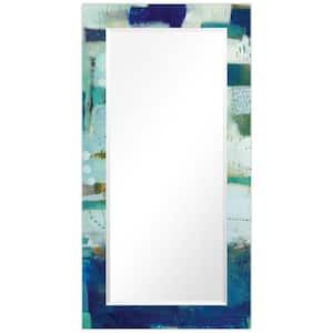 54 in. x 28 in. x 0.4 in. Crore Modern Rectangular Framed Beveled Mirror on Free Floating Printed Tempered Art Glass