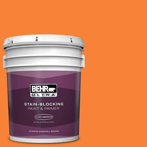 BEHR ULTRA 5 gal. #230B-6 Orange Burst Extra Durable Eggshell Enamel Interior Paint & Primer