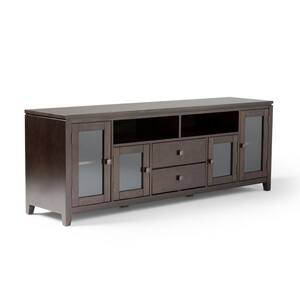 Cosmopolitan 72 in. Mahogany Brown Wood TV Stand with 1 Drawer Fits TVs Up to 80 in. with Storage Doors