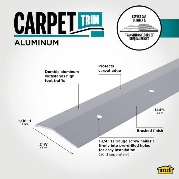 2 in. x 144 in. Satin Silver Brushed Carpet Trim Transition Strip