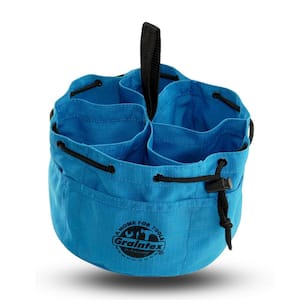 10 in. 6-Pocket Blue Canvas Grab Tool Bag with Drawstring Closure