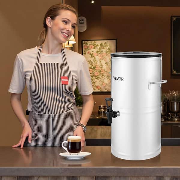 Ice Tea Dispenser, 4 Gal./15L Stainless Steel Beverage Dispenser with Spigot & Handle, Suitable for Hot and Cold Drinks