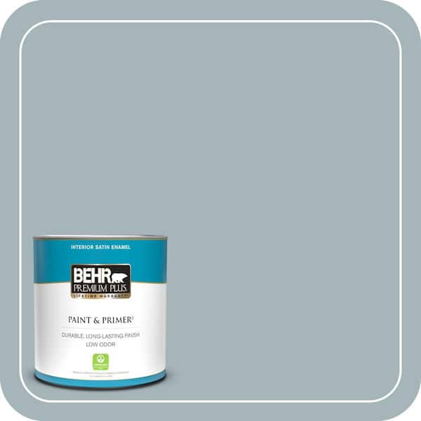 BEHR PREMIUM PLUS 1 qt. #ECC-22-2 Bay View Satin Enamel Low Odor Interior Paint & Primer