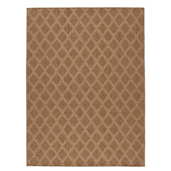 Hampton Bay Diamond Brown/Beige 5 ft. x 7 ft. Indoor/Outdoor Patio Area Rug