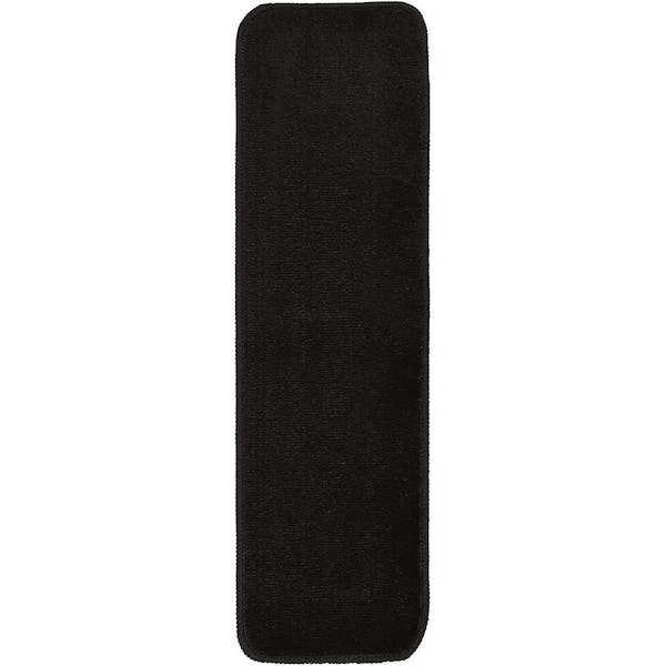 Comfortable Collection Black 7 inch x 24 inch Indoor Carpet Stair Treads Slip Resistant Backing 1 Piece