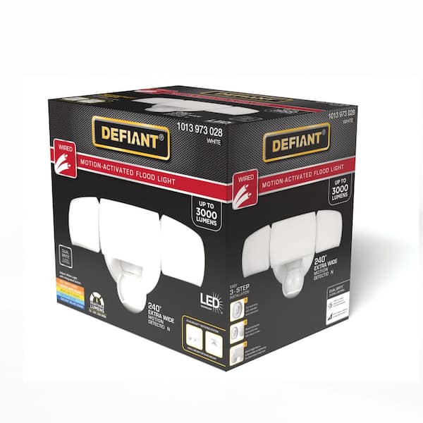 MaxDetect 240° White Motion Sensing Wired Outdoor 3-Head LED Security Flood Light 3000 Lumens with 5CCT and DualBrite