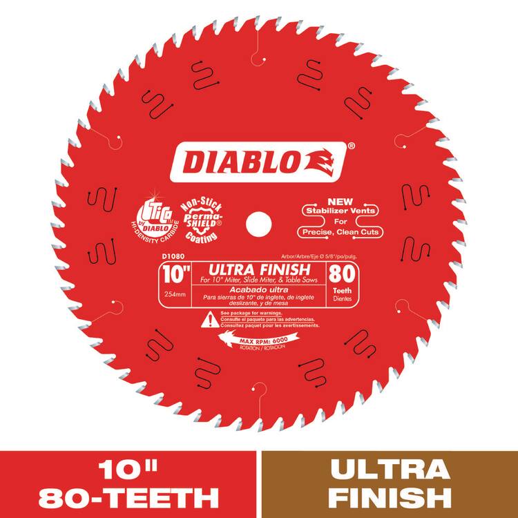 DIABLO 10in. x 80-Tooth Ultra Finish Saw Blade for Wood