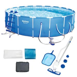 18 ft. Round 48 in. D Steel Pro Frame Hard Sided Above Ground Pool Set with Accessories