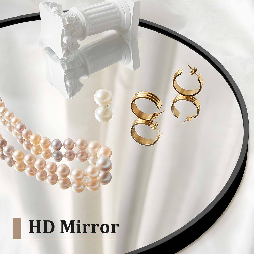 Black Metal Arched Wall Mirror with Sleek Frame