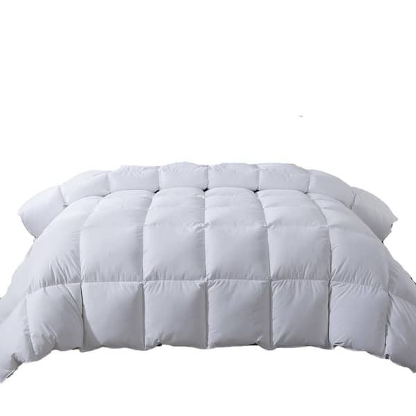 Afoxsos Medium Warmth White King Size Goose Down Comforter with Ultra-Soft 100% Organic Cotton Cover and 8-Tabs, Fluffy