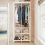36 in. W White Adjustable Wood Closet System with 8-Shelves and 2-Rods