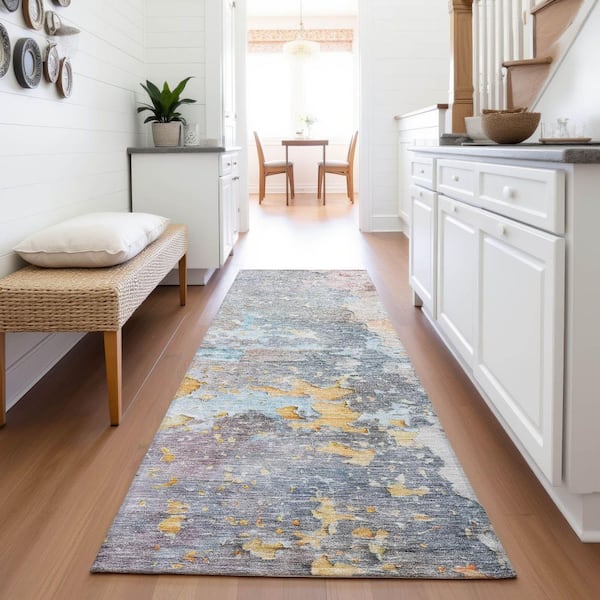 Mayfield Premium Machine Washable Abstract AMF1234 Granite 2 ft. 3 in. x 7 ft. 6 in. Runner Rug