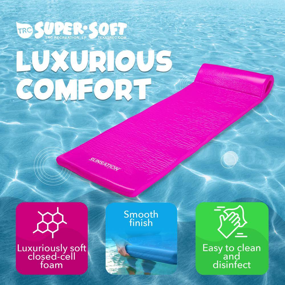 Flamingo Pink Foam Lounger with Roll Pillow
