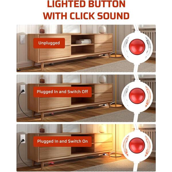 thumbnail image 2 of DEWENWILS 12 Ft Extension Cord With ON/OFF Switch – 2-Prong, 3 Outlets – Indoor Use, White 2 of 3