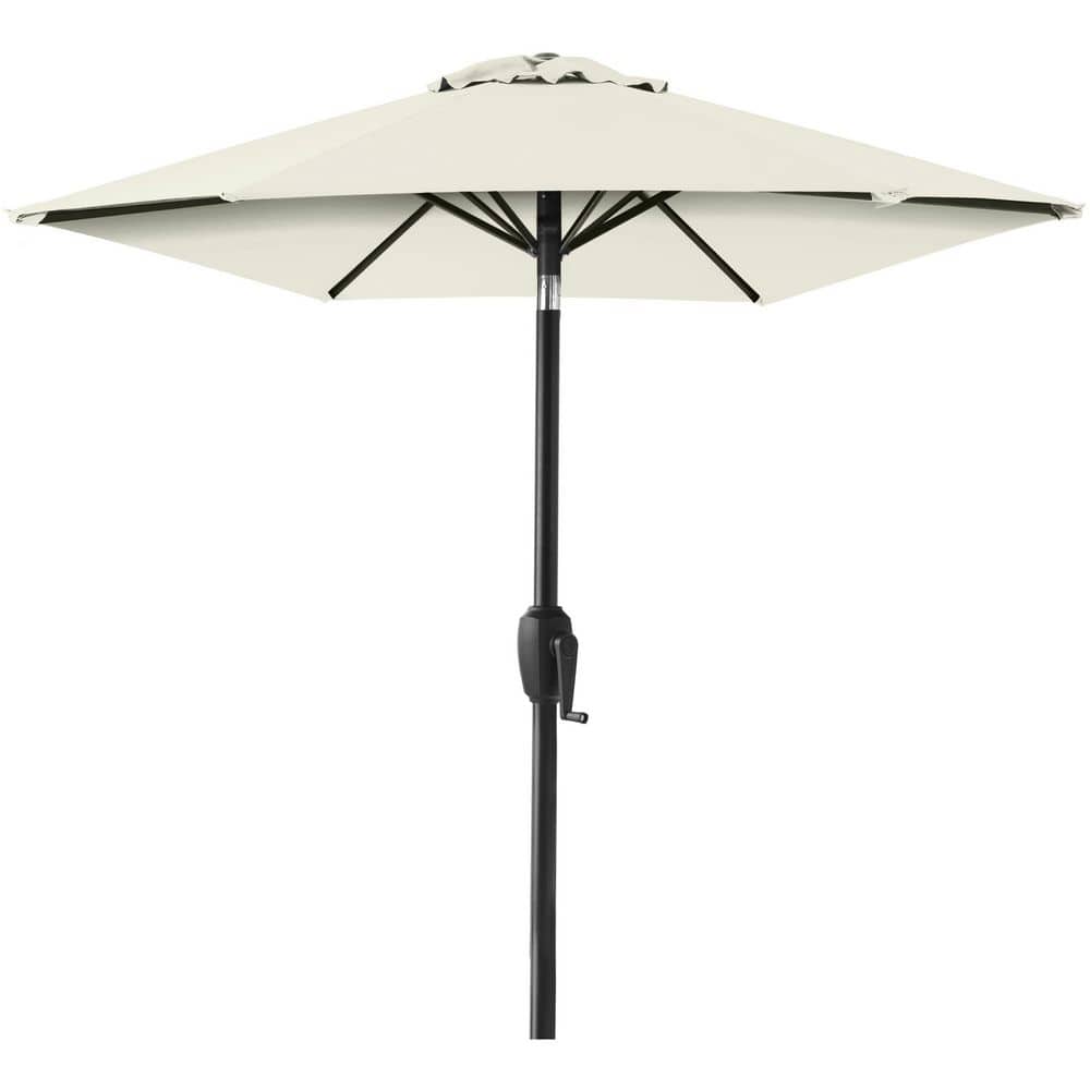 7.5 ft. Steel Market Tilt Patio Umbrella in Ivory with Crank Lift