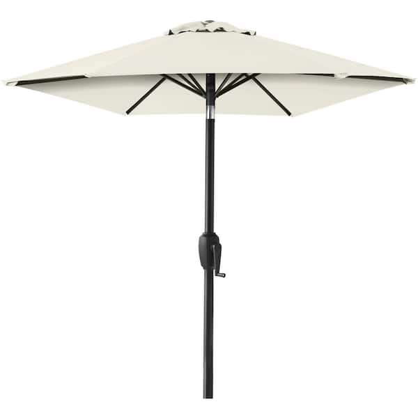 7.5 ft. Steel Market Tilt Patio Umbrella in Ivory with Crank Lift