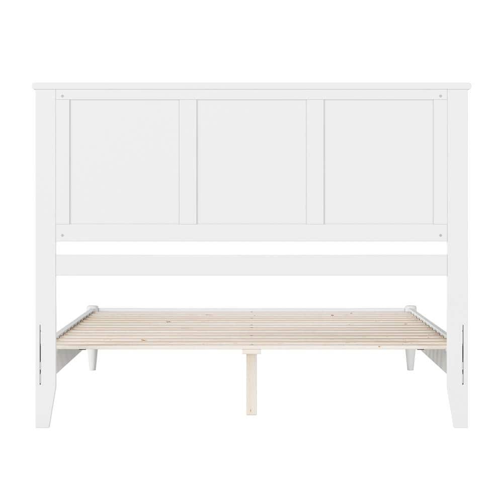 Charlotte White Solid Wood Queen Platform Bed with Headboard