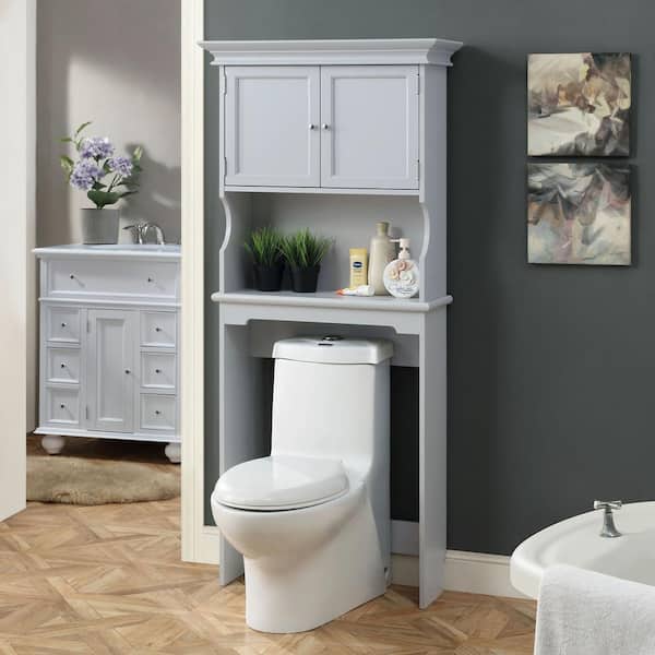 Home Decorators Collection Hampton Harbor 30 in. W x 66.5 in. H x 10.5 in. D Gray Over-the-Toilet Storage
