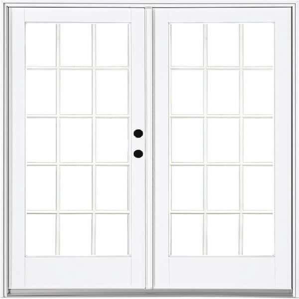 MP Doors 72 in. x 80 in. Fiberglass Smooth White Left-Hand Inswing Hinged Patio Door with 15-Lite SDL