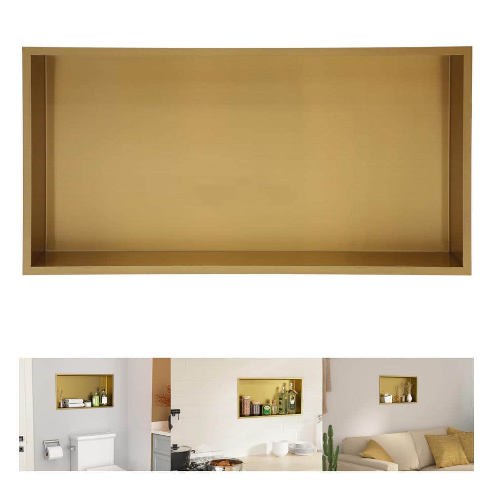 24 in. W x 3.94 in. H x 12 in. D 18-Gague Stainless Steel Single Shelf Shower Niche in Gold price history on PriceWatchPro