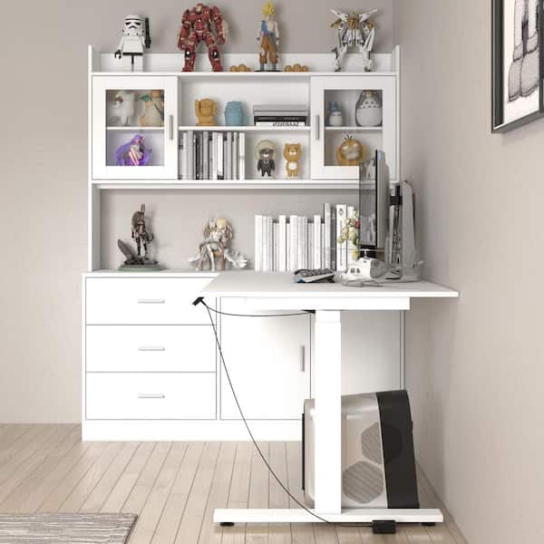 FUFU&GAGA 63-in White Modern/Contemporary Executive Desk