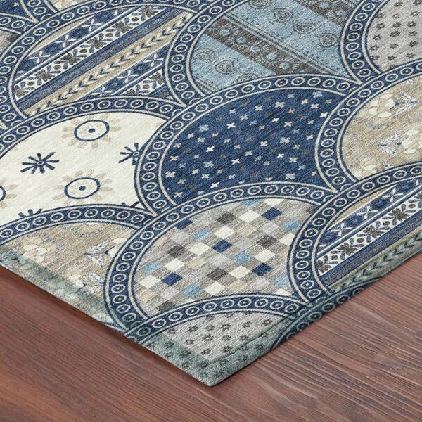 Chantille Machine Washable Indoor/Outdoor Abstract ACN2863 Navy 10 ft. x 14 ft. Area Rug