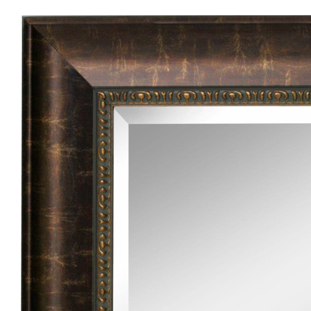 Elegant Distressed Bronze Rectangular Beveled Wall Mirror - 30.5 x 36 in