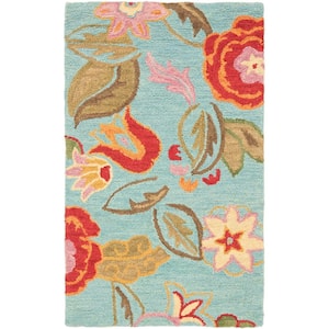 Blossom Blue/Multi Doormat 3 ft. x 5 ft. Distressed Solid Floral Area Rug