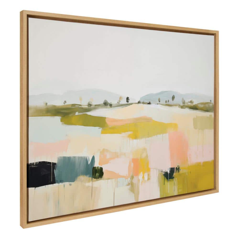 Sylvie Quaint Vista I Framed Abstract Landscape Canvas in Natural Wood Frame