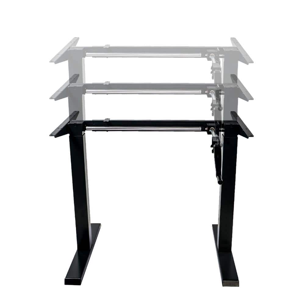 Black Adjustable Height Crank Desk with Metal Frame