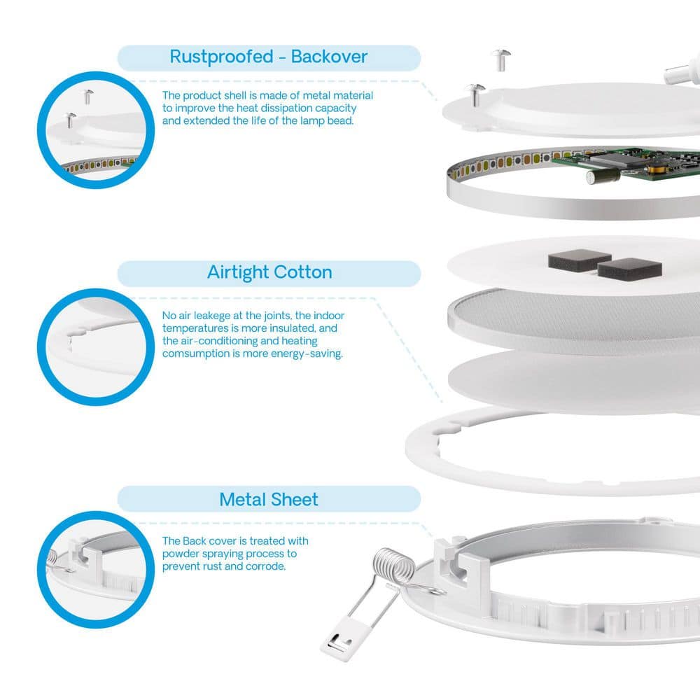 4'' Ultra-Thin Dimmable LED Smart Recessed Lighting Kit, Set of 24