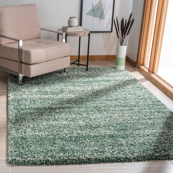 Hudson Shag 2 ft. x 3 ft. Green/Ivory Solid Marle Area Rug