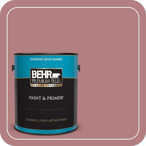 BEHR PREMIUM PLUS 1 gal. #T14-15 Minuet Rose Satin Enamel Exterior Paint & Primer