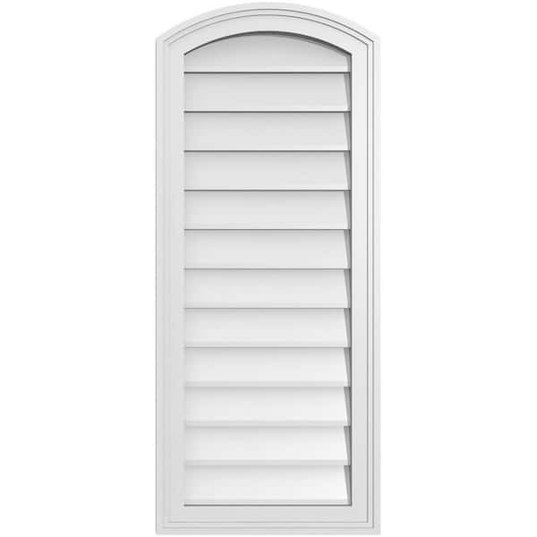 Ekena Millwork 16 in. x 38 in. Arch Top Surface Mount PVC Gable Vent: Functional with Brickmould Frame
