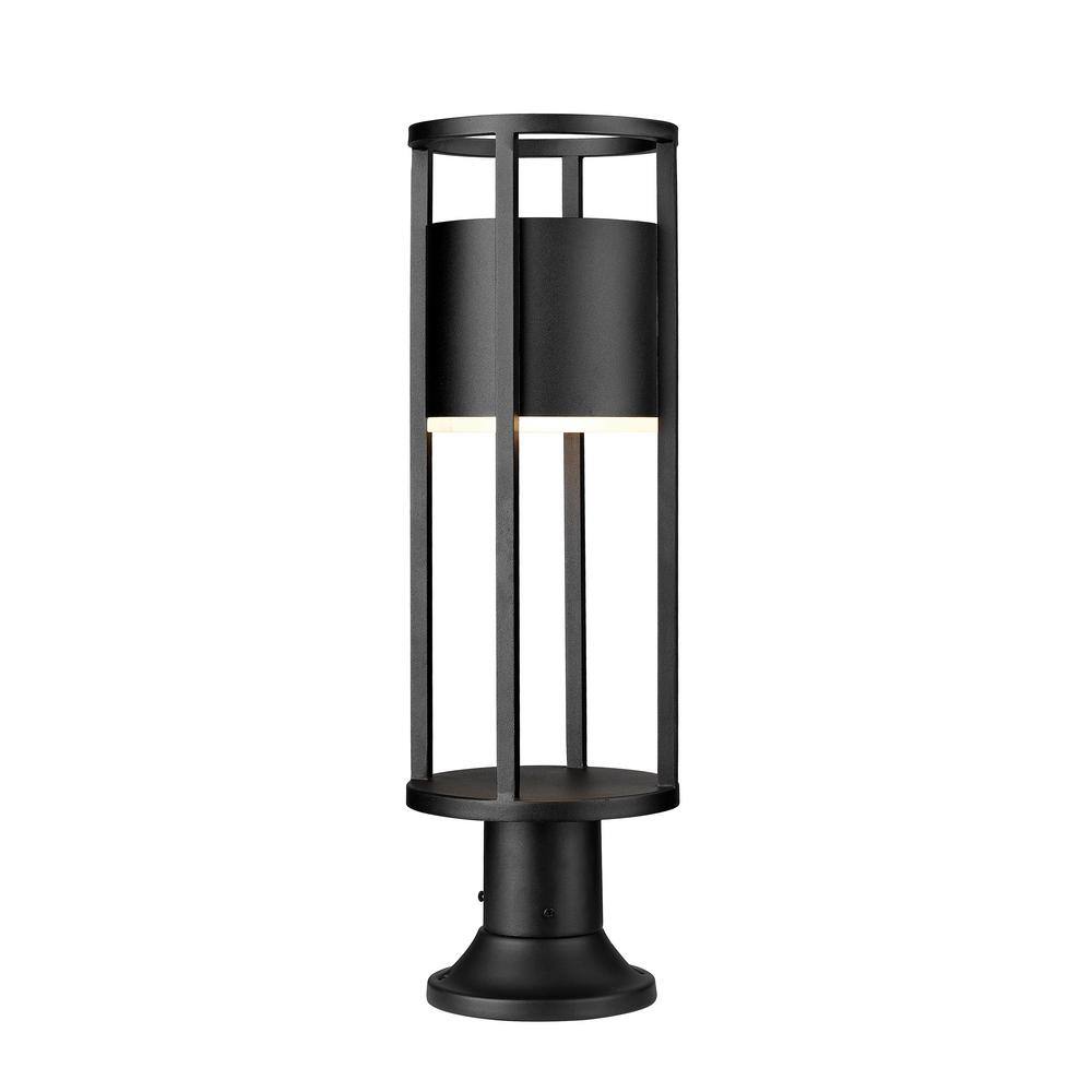 Luca 1-Light Black Aluminum Hardwired Outdoor Weather Resistant Post Light 