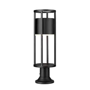 Luca 1-Light Black Aluminum Hardwired Outdoor Weather Resistant Post Light with Integrated LED