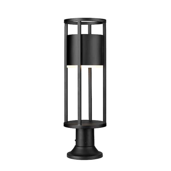 Unbranded Luca 1-Light Black Aluminum Hardwired Outdoor Weather Resistant Post Light with Integrated LED