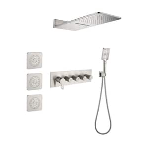 Single Handle 3-Spray Shower Faucet 2.0 GPM with Pressure Balance and 3 Body Jets in Brushed Nickel