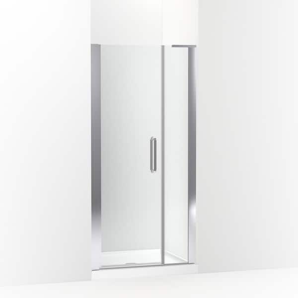 KOHLER Cursiva 33-36 in. W x 72 in. H Frameless Pivot Shower Door in Bright Polished Silver
